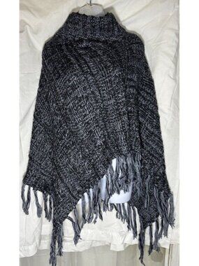 Time and Tru Grey Turtleneck Poncho One Size